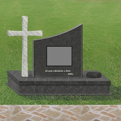 Entwurf eines geschmiedeten Denkmals mit einem Edelstahlkreuz, mit der Mglichkeit fr Zubehr und Dekorationen