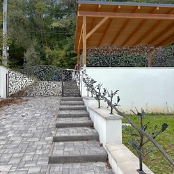 Origineller handgeschmiedeter Zaun mit Gelnder im naturinspirierten Design