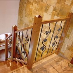 A wrought iron railing with the motif of oak A wrought iron railing with the motif of oak