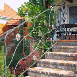 Handgeschmiedetes Außengeländer mit Naturmotiven Handgeschmiedetes Außengeländer mit Naturmotiven
