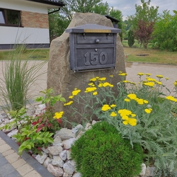 Hand-forged mailbox with house number