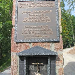 Geschmiedete Tafel mit dem Text hergestellt fr den Wallfahrtsort