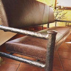 Schmiedeeisernes Sofa mit Leder - Luxusmöbel Schmiedeeisernes Sofa mit Leder - Luxusmöbel