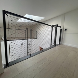 Metal railing with stainless steel mesh Metal railing with stainless steel mesh