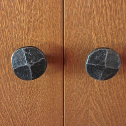Round hand-forged handles for furniture surface-treated with a silver patina  furniture fittings