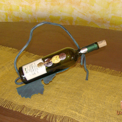 Schmiedeeiserner Flaschenhalter  Weinblatt - Exklusives Geschenk fr einen Mann